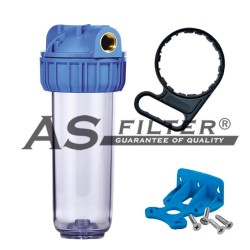 VASO 10" TRANSP. 3 PIEZAS CONX.3/4" MET KIT
